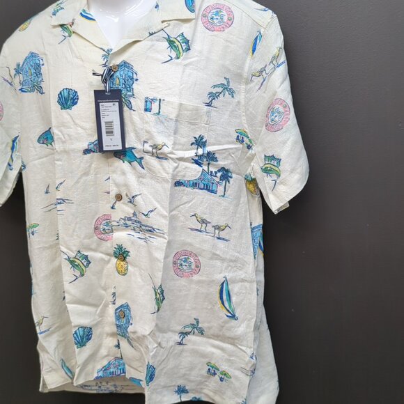 Vineyard Vines Gasparilla Icons Linen Blend CBNA Shirt Large White Cap - Picture 3 of 8